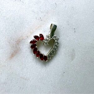 Elegant Red and Silver Heart pendant sterling silver.925